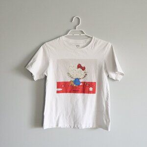 Hello Kitty x‎ Uniqlo Women's Sz XS White Crewneck Graphic Stretch T-Shirt Top